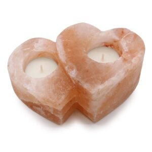 Romantic Double Heart Himalayan Salt Candle Holder
