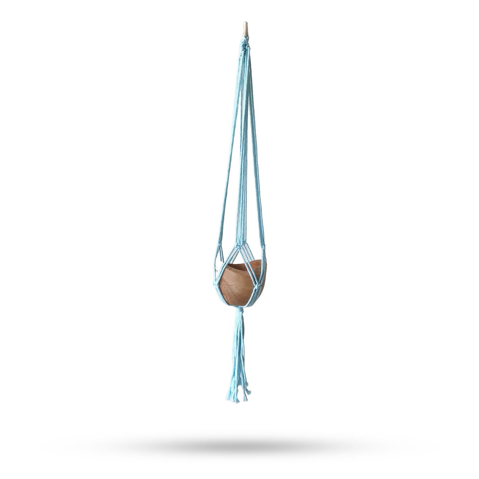soothing hanging plant holder powder blue macramé Soothing Hanging Plant Holder Powder Blue Macramé