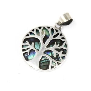 Delicate Ocean Tree of Life Silver Pendant Abalone