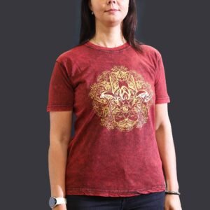 Grounding Hamsa Stonewashed Cotton T-Shirt Maroon