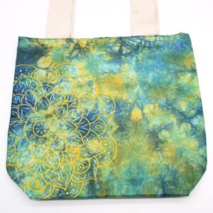 Harmonic Tie-Dye Cotton Tote Green Blue Mandala