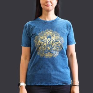 Calming Hamsa Stonewashed Cotton T-Shirt Blue