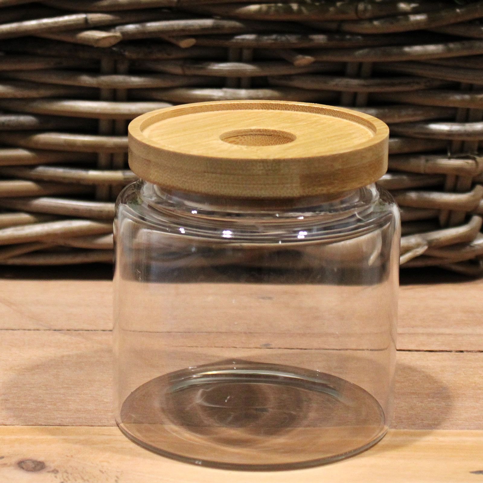 eco kitchen storage jar glass bamboo lid 10cm Eco Kitchen Storage Jar Glass Bamboo Lid 10cm - Image 4