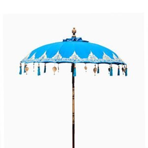 Vibrant Bali Garden Parasol Turquoise Cotton 2m