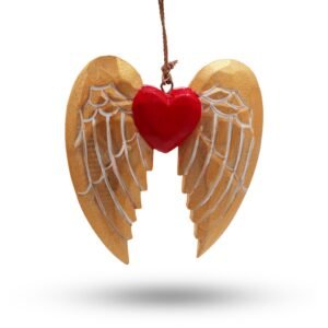 Luminous Gold Angel Wing Heart Ornament White Detail