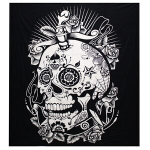 Mystic Rose Skull Cotton Bedspread Wall Hanging