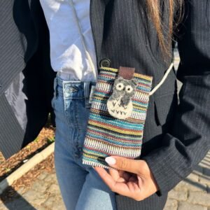 Colorful Phone Holder Bag Striped Owl Charm