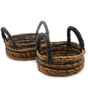 Textured Storage Baskets Banana Leaf Raffia