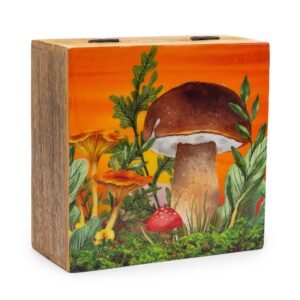 Statement Keepsake Box Enamel Mushroom Maroon