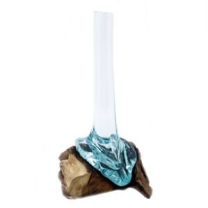 Elegant Molten Glass Vase on Gamal Wood