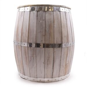 Lightwashed Storage Side Table Barrel Wood