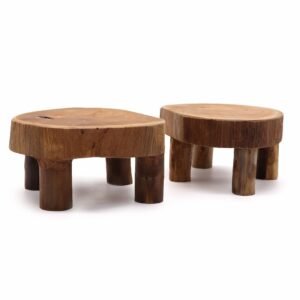 Low Teak Display Pads Natural Wood Set