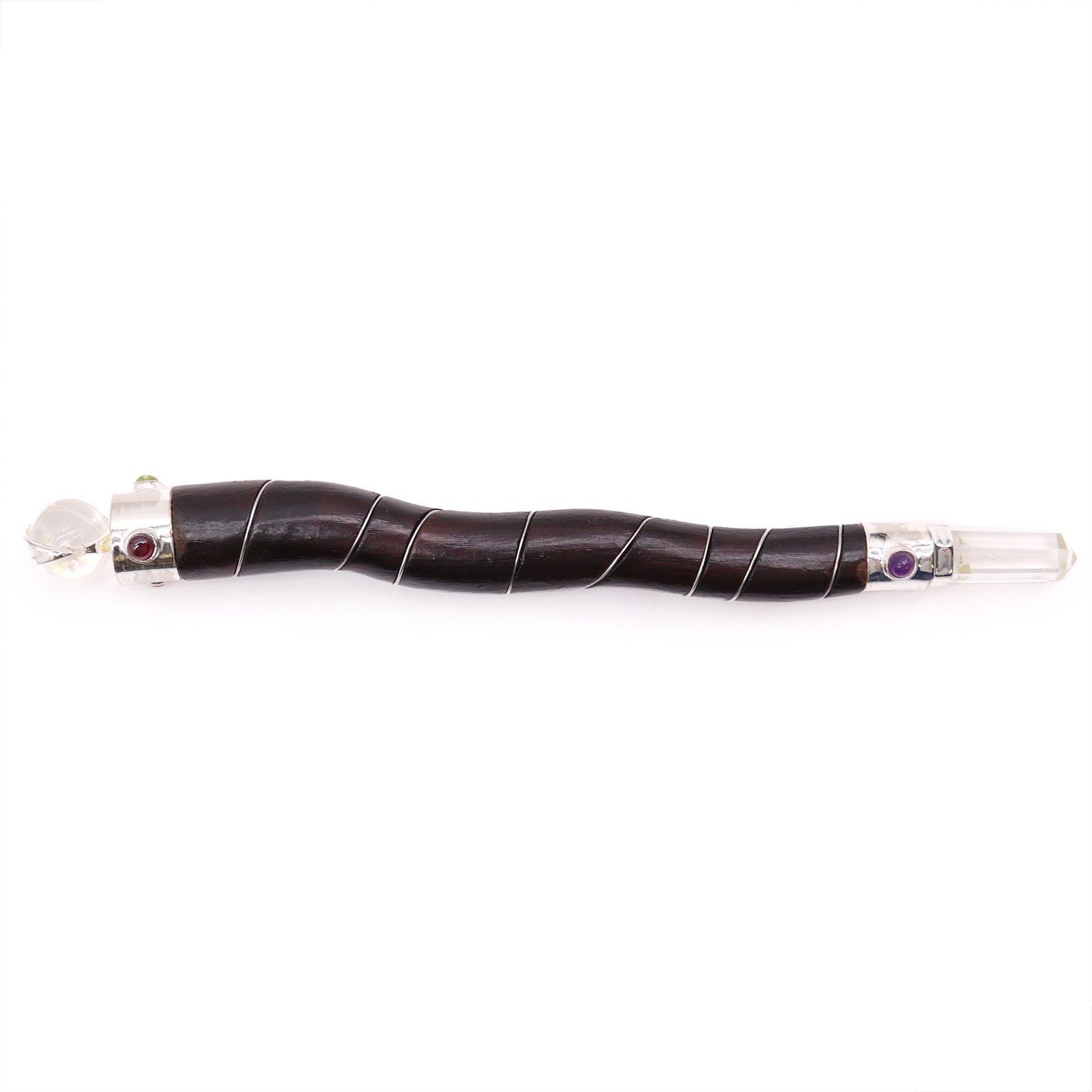 flowing intention curved wood quartz wand Flowing Intention Curved Wood Quartz Wand