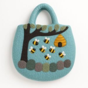 Whimsical Forest Felt Shoulder Bag Tree Beehive