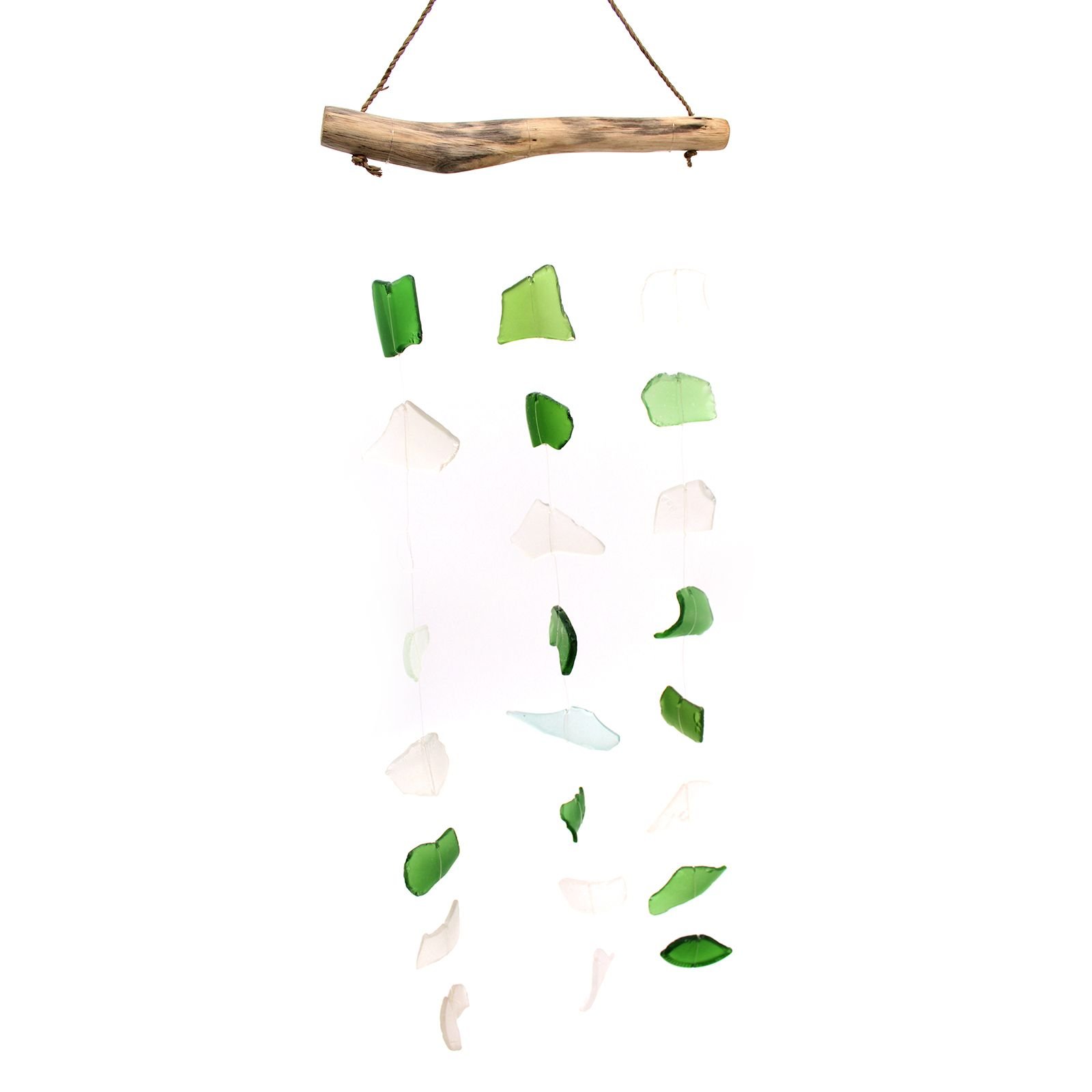 prosperity glass wind chime green & white Prosperity Glass Wind Chime Green & White