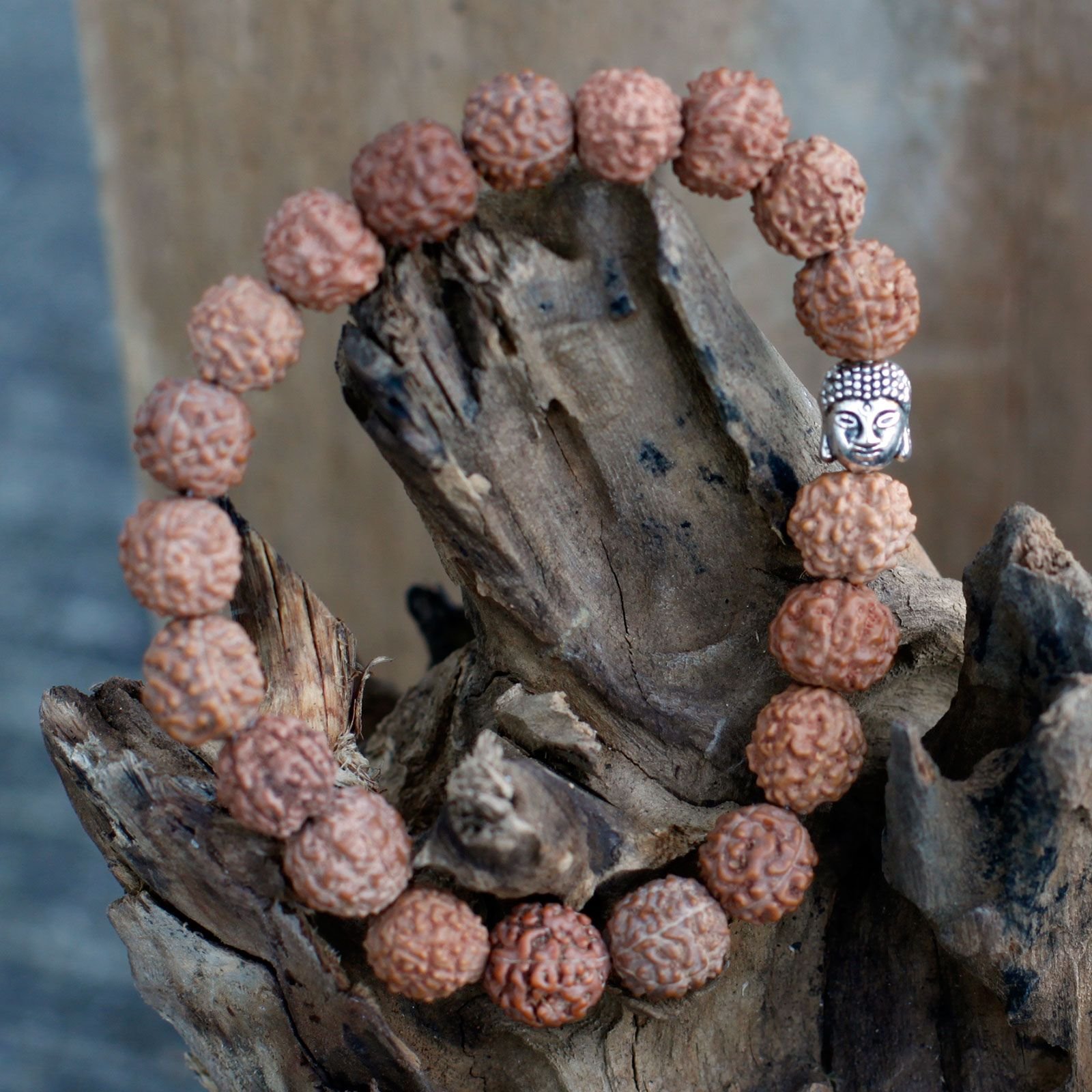 balancing rudraksha buddha bangle mala brown Balancing Rudraksha Buddha Bangle Mala Brown - Image 4