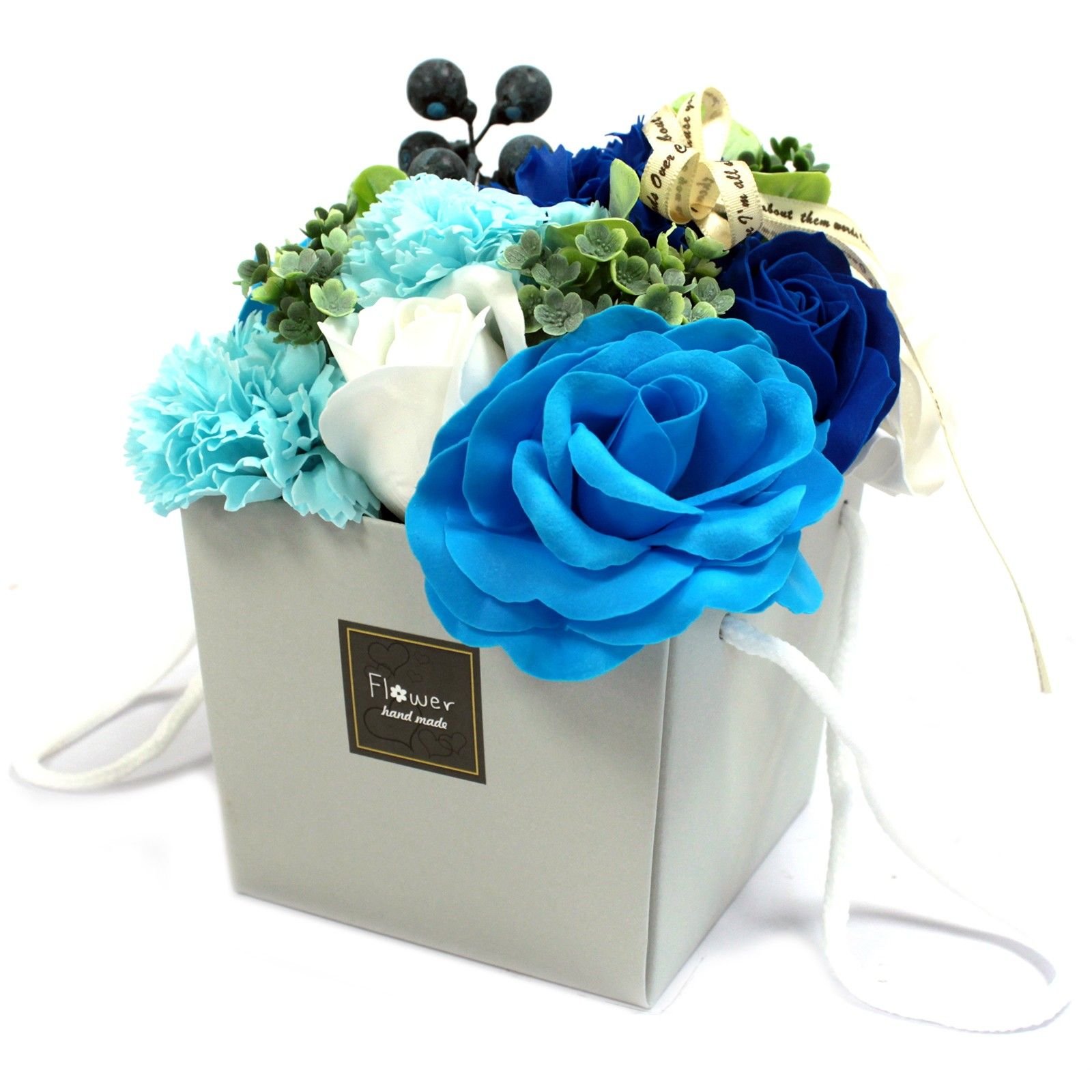 elegant bath soap flower bouquet blue wedding Elegant Bath Soap Flower Bouquet Blue Wedding