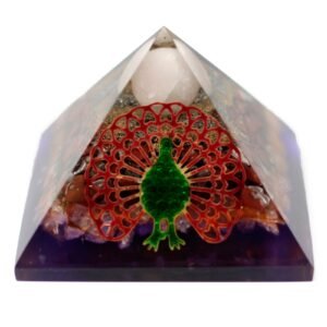 Radiance Orgonite Pyramid with Earth Peacock