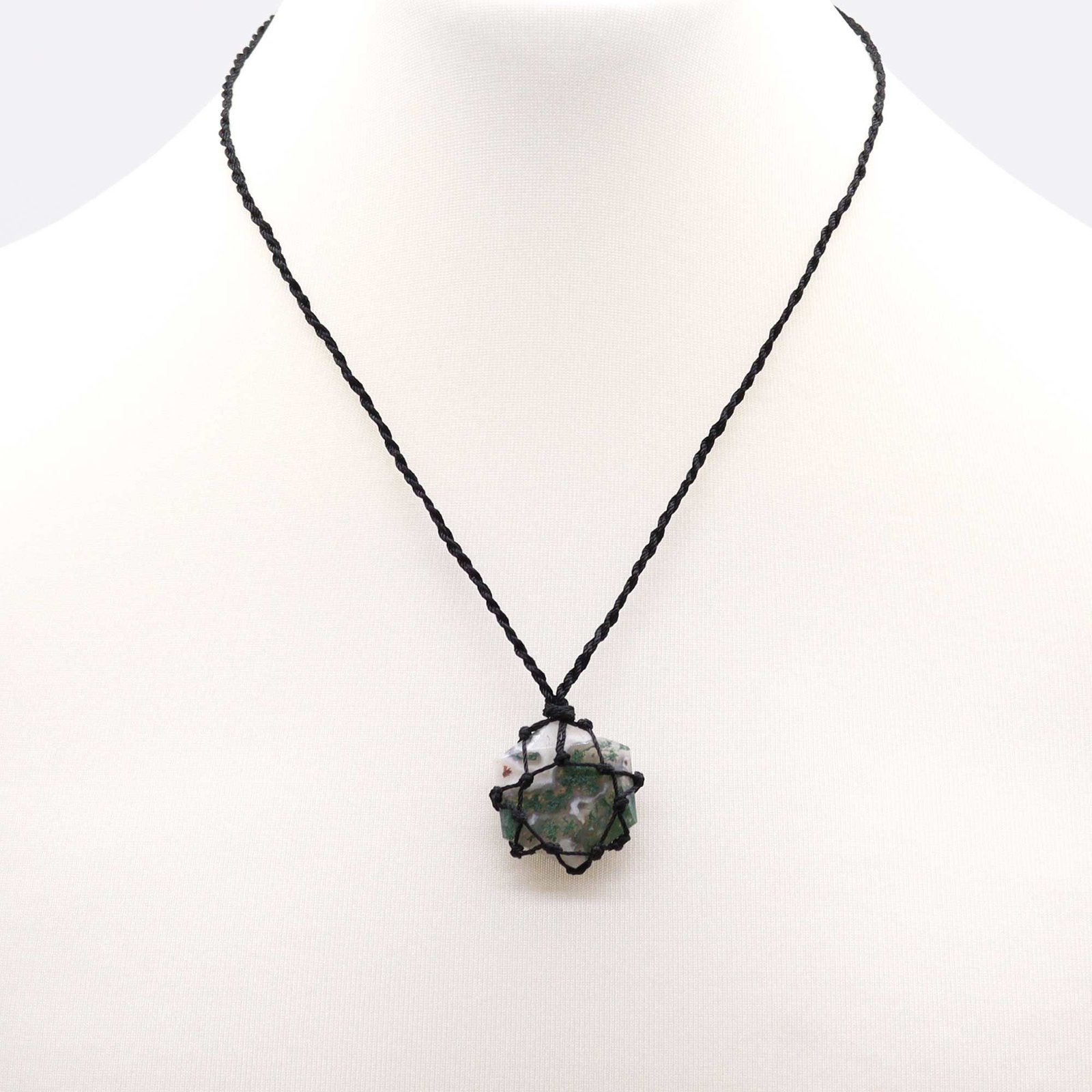 growth hexagon gemstone pendant moss agate Growth Hexagon Gemstone Pendant Moss Agate - Image 3